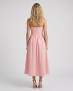 Women's Midi Dress Sleeveless with Low Open Back and A-Line Skirt - 3