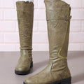 Women's Tall Boots with Buckle Detail - Green