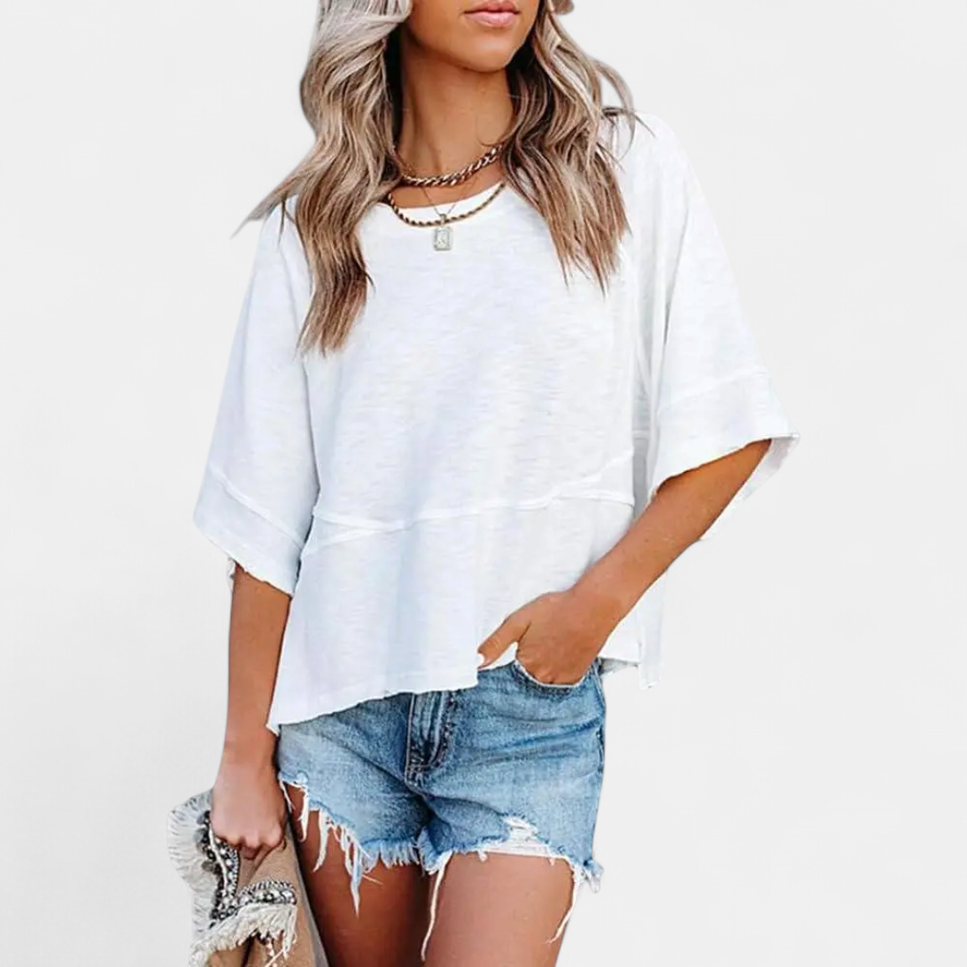 Women's Casual Batwing Sleeve Blouse - White
