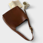 Women's Shoulder Bag with Wide Strap and Solid Colour Design - 5
