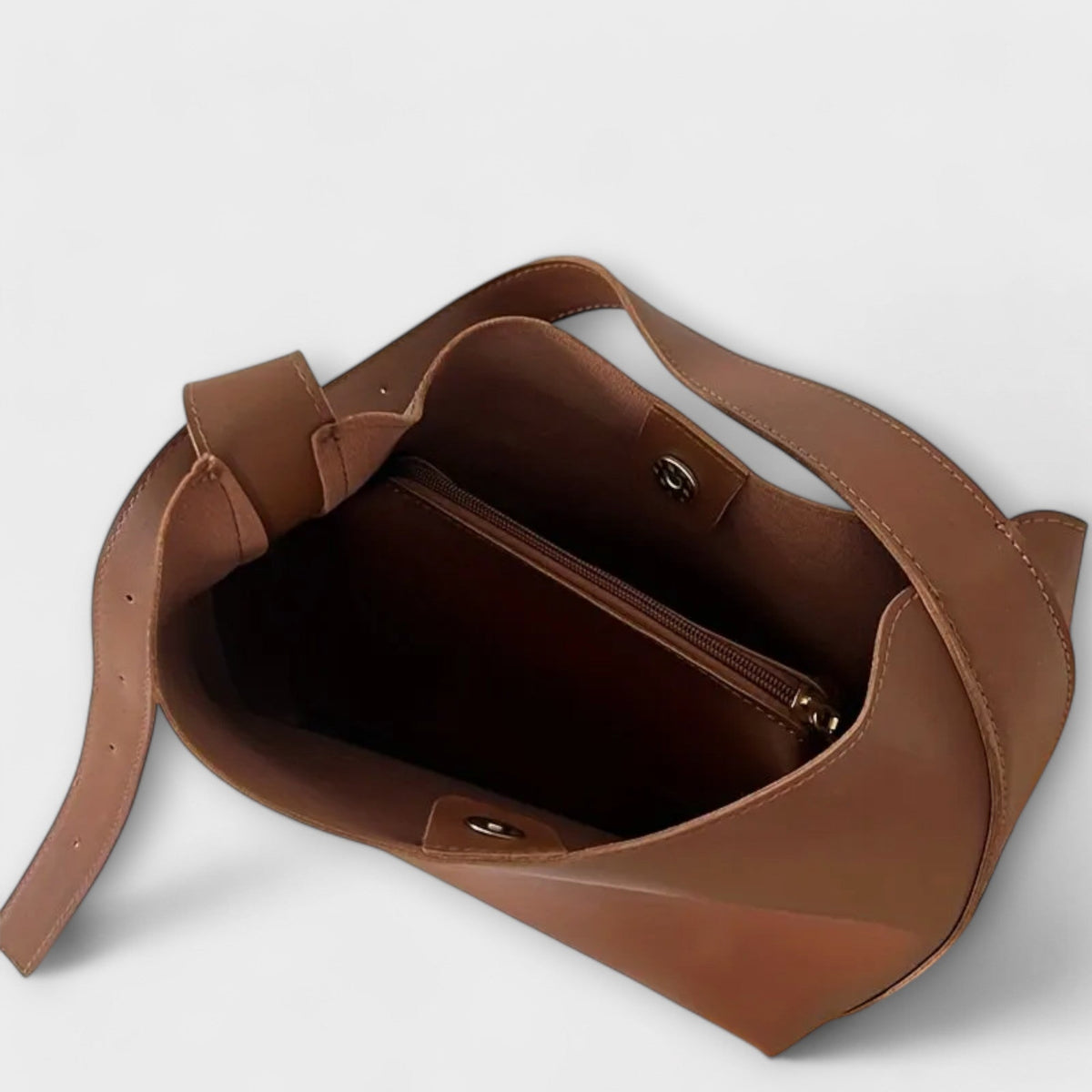 Women's Shoulder Bag with Wide Strap and Solid Colour Design - 6