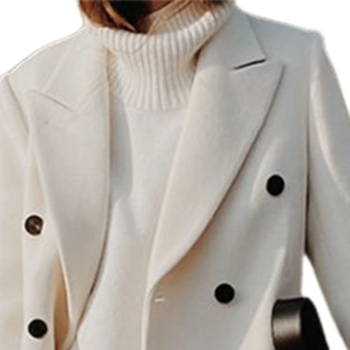Women's Double-Breasted Wool Blazer Notched Lapel - 3