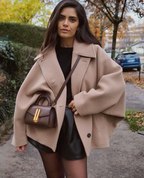 Women's Oversized Single-Breasted Wool Coat Short Fit - 11
