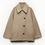 Women's Oversized Single-Breasted Wool Coat Short Fit - 15