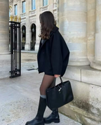 Women's Oversized Single-Breasted Wool Coat Short Fit - 5