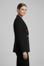 Women's Double-Breasted Blazer with Gold-Tone Buttons - 4
