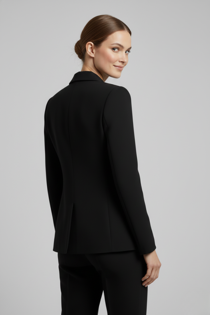 Women's Double-Breasted Blazer with Gold-Tone Buttons - 5