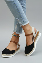 Maya | Women’s Closed-Toe Espadrille Sandals with Slingback Strap - Black