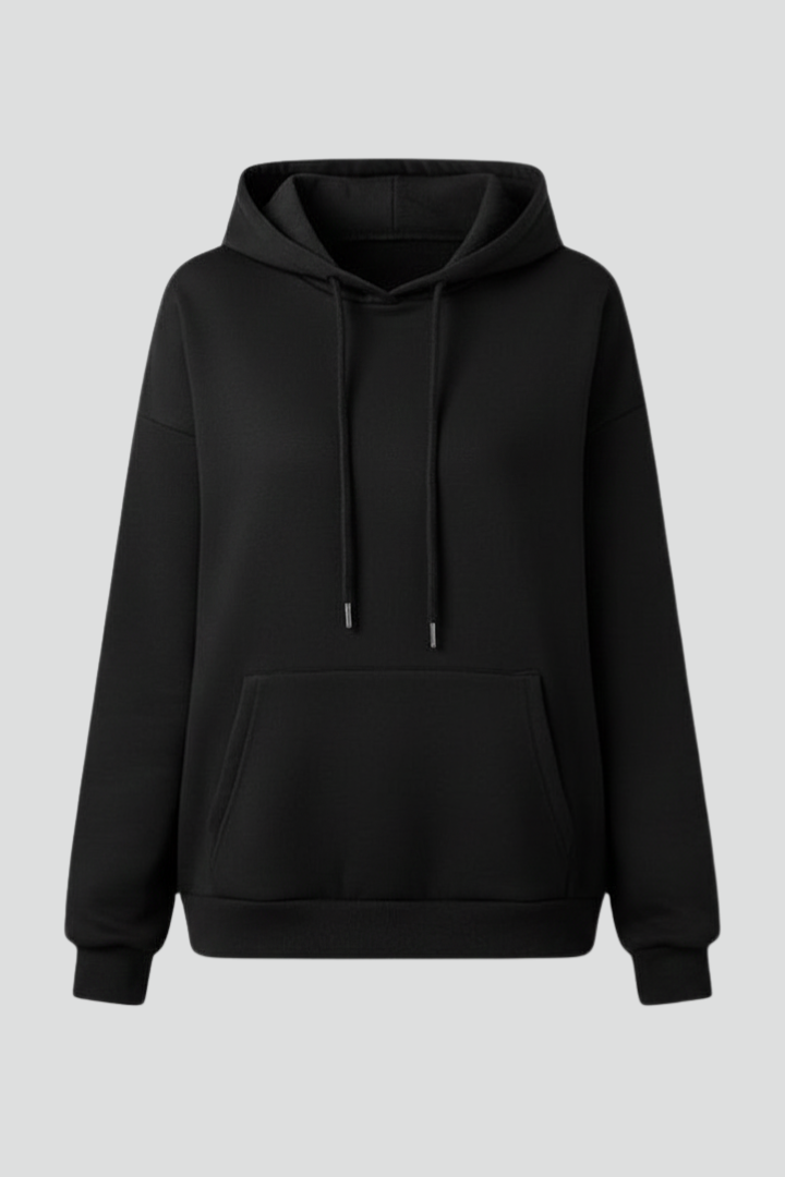 Women's Hoodie with Drawstring Hood and Front Kangaroo Pocket - 2