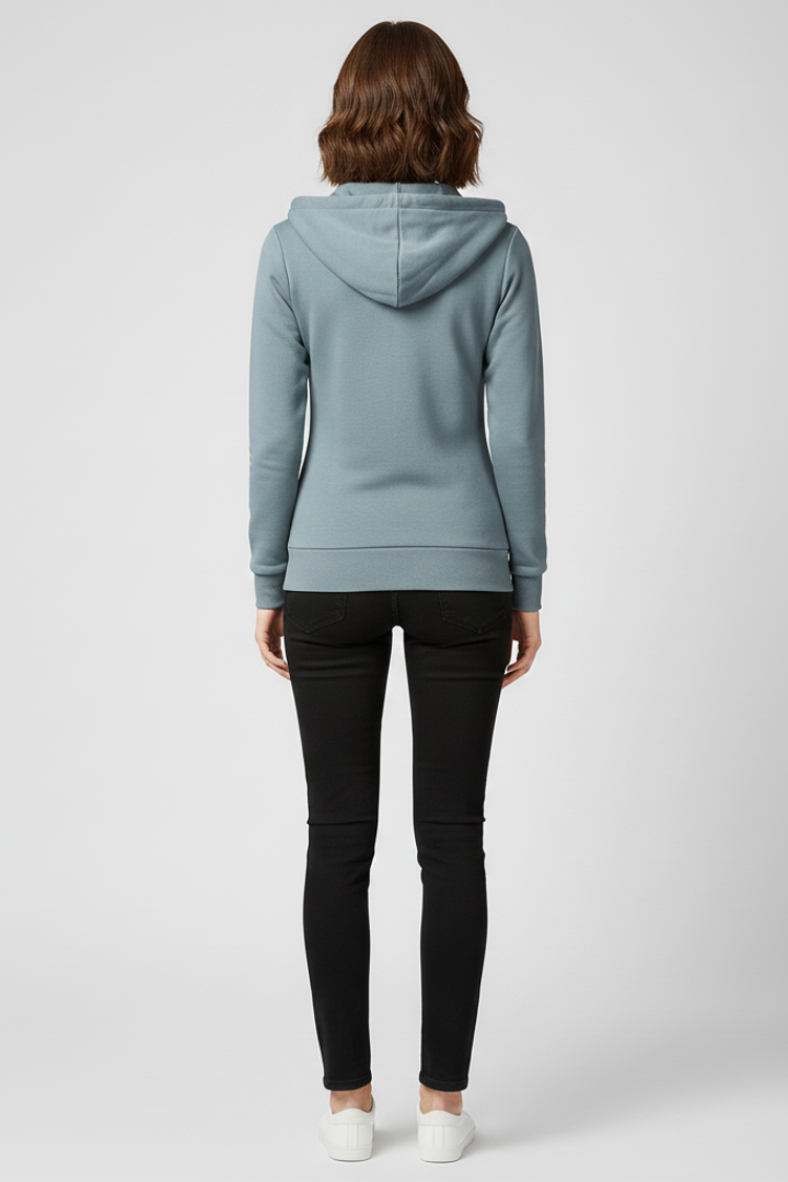 Women's Zip-Up Hoodie with Kangaroo Pockets - 5