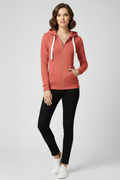 Women's Zip-Up Hoodie with Kangaroo Pockets - Orange