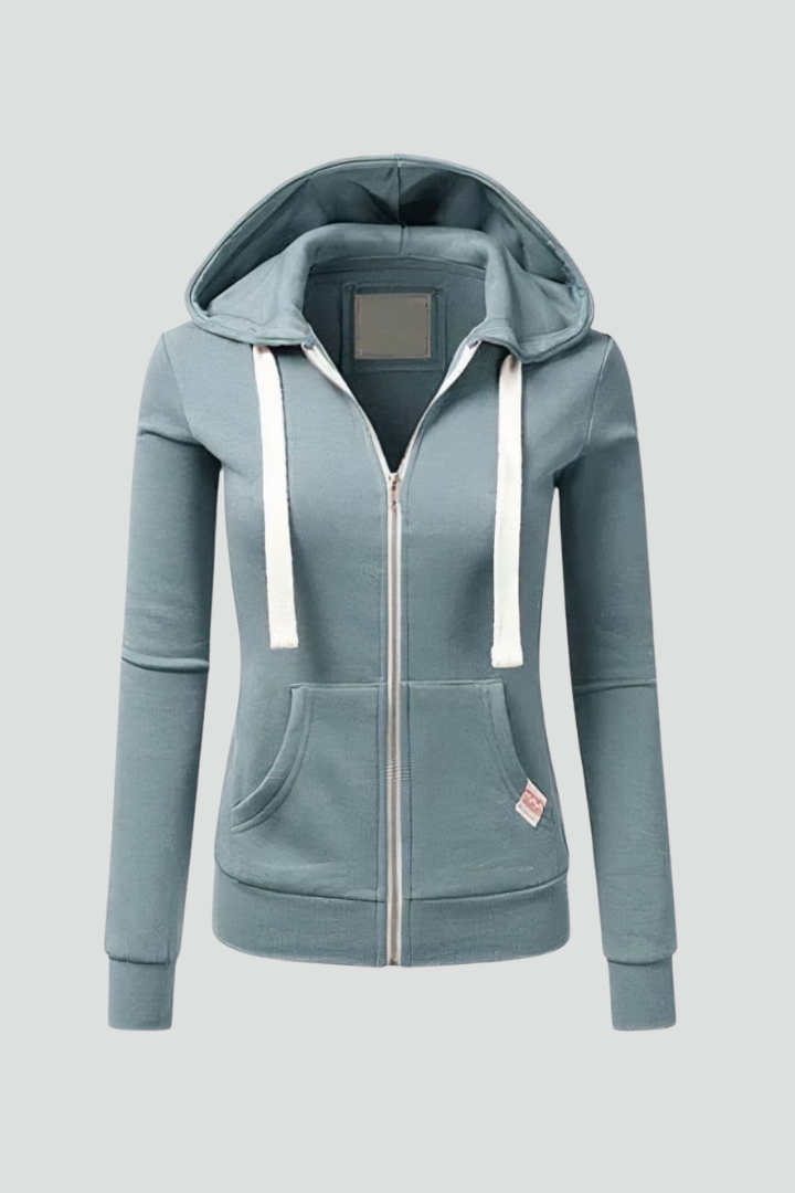Women's Zip-Up Hoodie with Kangaroo Pockets - 2