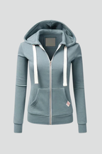 Women's Zip-Up Hoodie with Kangaroo Pockets - 2