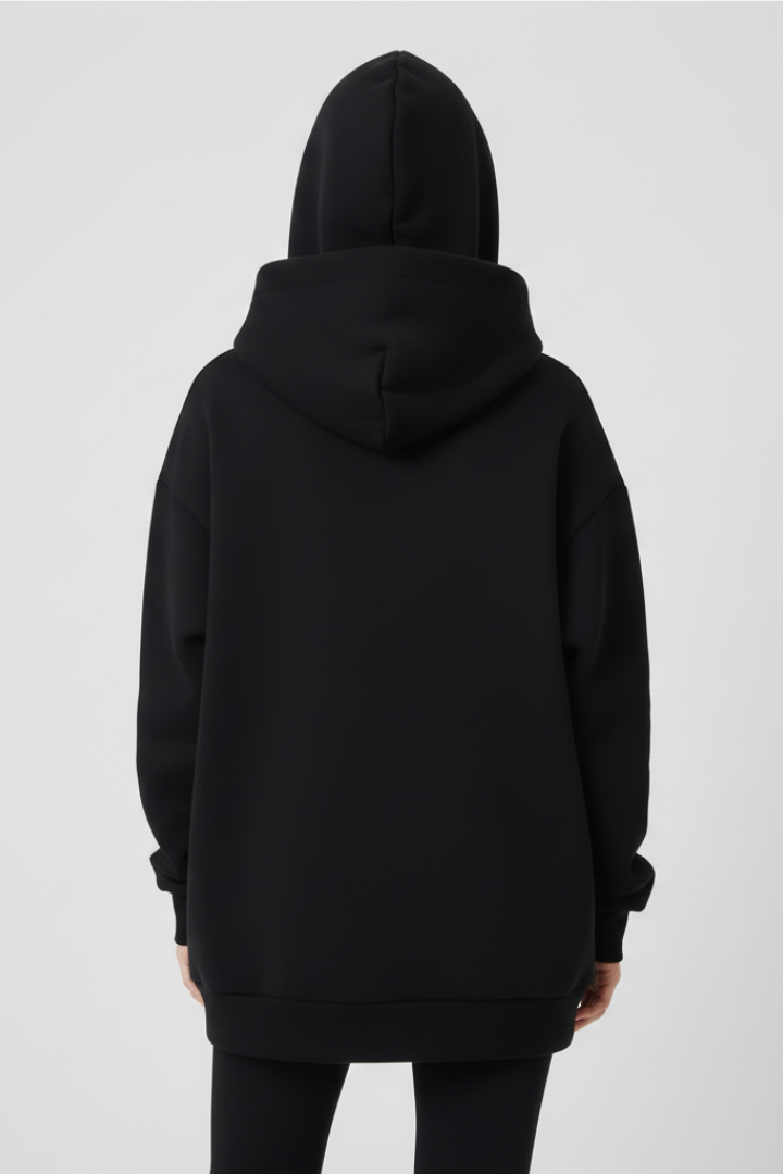 Women's Oversized Hoodie with High Neck and Wide Hood - 5