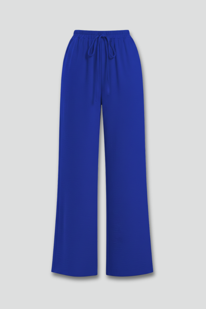Women's Palazzo Trousers with Drawstring Waist and Side Pockets - 2