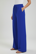 Women's Palazzo Trousers with Drawstring Waist and Side Pockets - 3