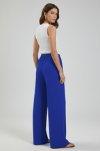 Women's Palazzo Trousers with Drawstring Waist and Side Pockets - 5
