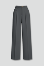 Women's Palazzo Trousers with Front Pleats and Wide Leg - 2