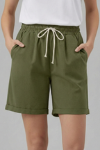 Faith | Women’s Shorts with Drawstring Waist and Pockets - Army Green