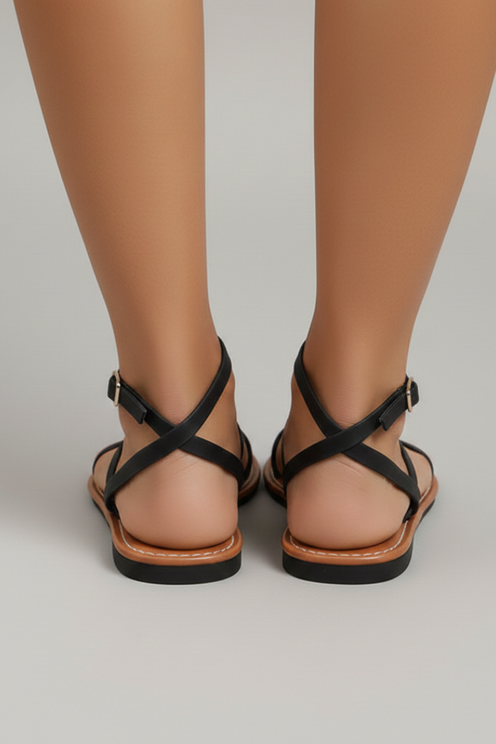 Isabella | Women’s Strappy Flat Sandals with Ankle Strap and Open Toe - 4
