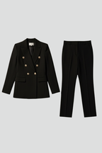 Women's Tailored Blazer and Trouser Set with Double-Breasted Buttons - 2