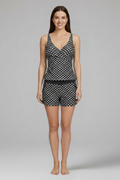Women's Tankini Swimsuit Set with Tank Top and Shorts - Black