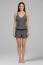 Women's Tankini Swimsuit Set with Tank Top and Shorts - Black