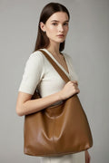 Maria | Women’s Classic Tote Bag with Faux Outer and Large Inner Pocket - Brown