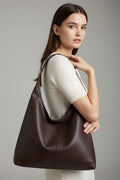 Maria | Women’s Classic Tote Bag with Faux Outer and Large Inner Pocket - Coffee