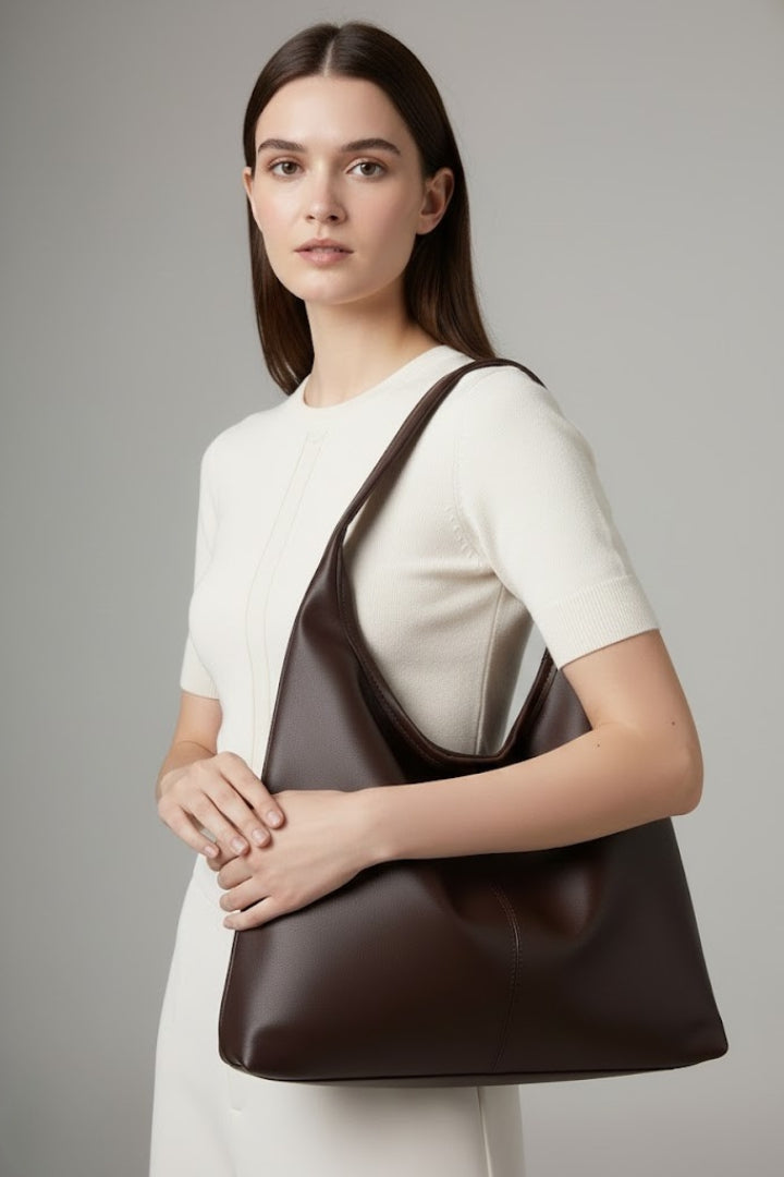 Maria | Women’s Classic Tote Bag with Faux Outer and Large Inner Pocket - 5