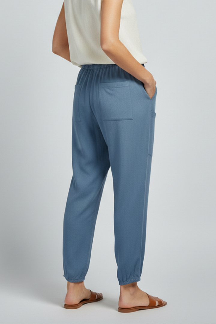 Women's Trousers with Drawstring Waist and Button Hem - 5