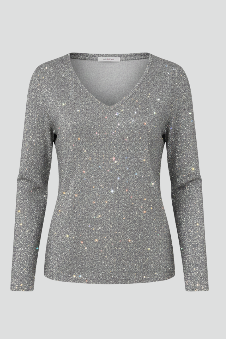 Women's Sequin Jumper V-Neck with Long Sleeves - 2