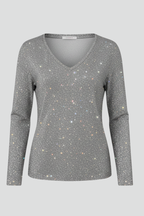 Women's Sequin Jumper V-Neck with Long Sleeves - 2