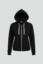 Women's Zip Hoodie with Drawstring Hood and Front Pockets - 2