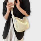 Women's Shoulder Bag with Ribbed Texture and Curved Silhouette