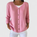Women's Cardigan Button-Down with Long Sleeves and Relaxed Fit - Light Pink