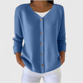 Women's Cardigan Button-Down with Long Sleeves and Relaxed Fit - Blue