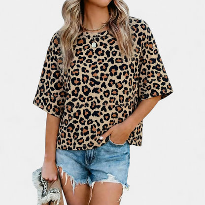 Women's Casual Batwing Sleeve Blouse - Z Leopard Print