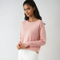 Women's Jumper Long Sleeve with Round Neck and Relaxed Fit - Pink