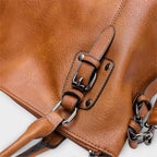 Women's Shoulder Bag with Buckle Straps and Magnetic Flap Closure - 3