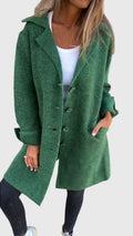 Women's Longline Blazer with Button Fastening and Notch Lapel - Green