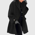 Women's Fleece Jacket with Contrast Trim and Wide Collar - Black