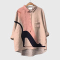 Women's Blouse with Long Sleeves and Cat Print - Cat 3