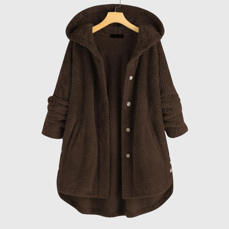 Franca - Fleece Jacket with Hood - Brown