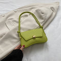 Women's Shoulder Bag with Structured Flap and Slim Strap - Green