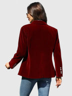 Women's Tailored Blazer with Single-Button Fastening and Notched Lapel - 5