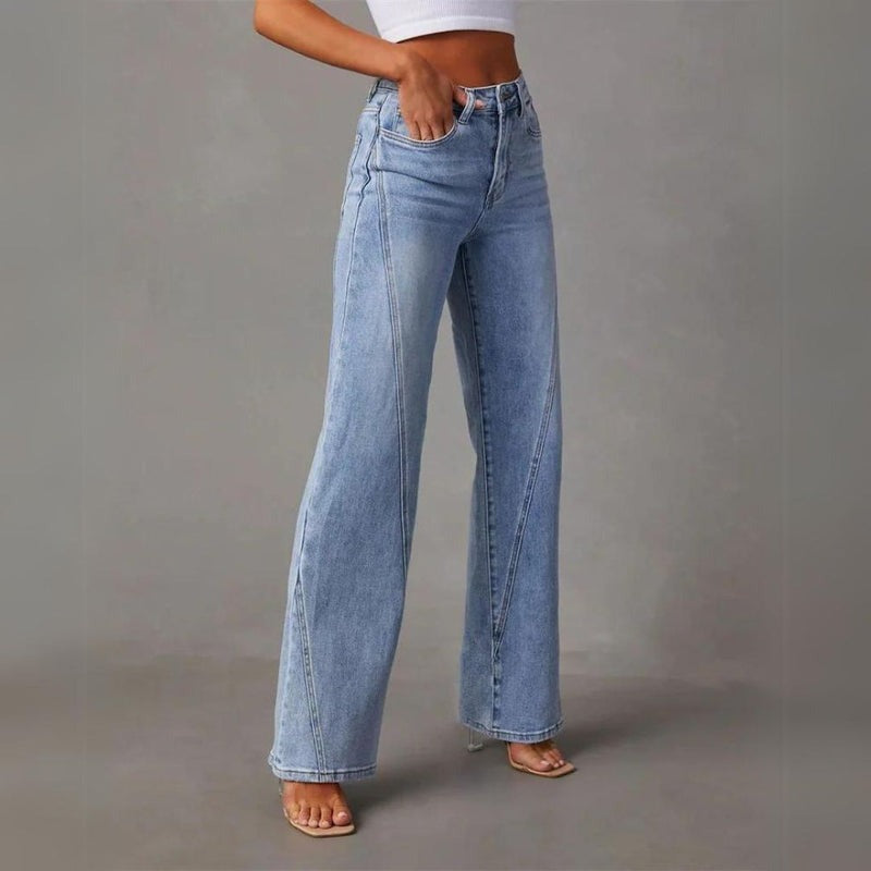 Women's Wide Leg Jeans with High Waist Fit - 4