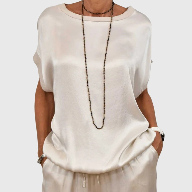 Women's Two-Piece Set Loose Top with Wide-Leg Trousers - 6