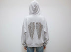 Women's Hoodie with Sequin Angel Wing Back Print - 5