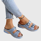 Diora | Orthopaedic Leather Sandals - Light Blue